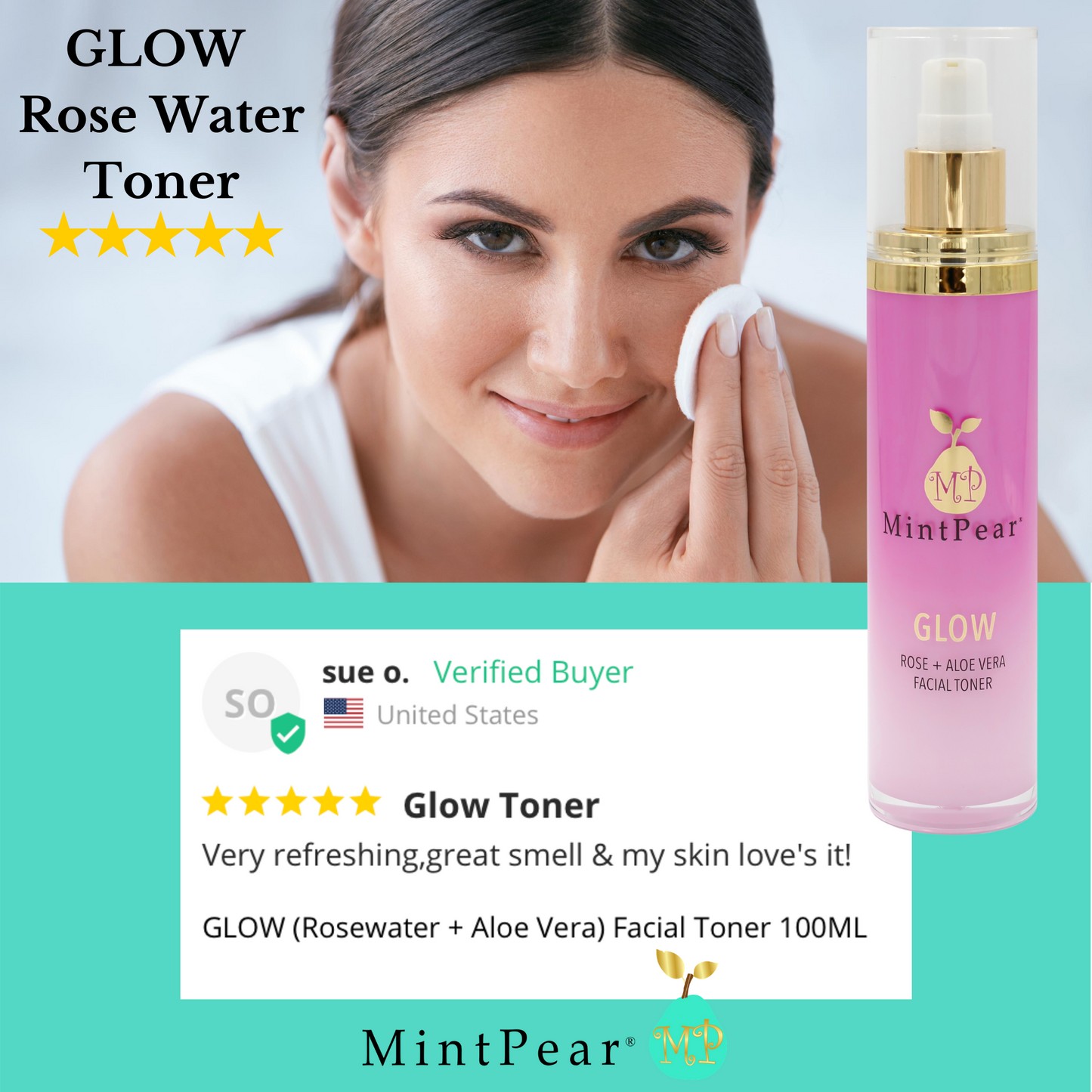 GLOW (Rosewater + Aloe Vera) Facial Toner